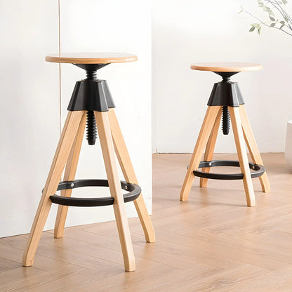 Tabourets de bar pivotants sans dossier réglables en bois marron