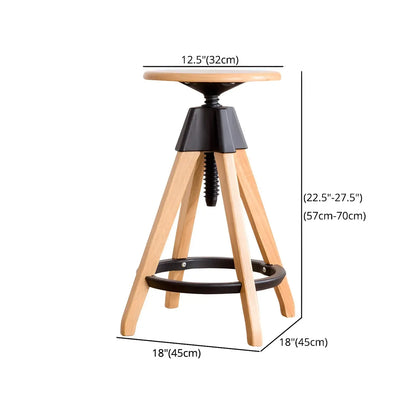 Tabourets de bar pivotants sans dossier réglables en bois marron