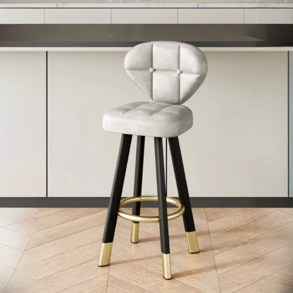 Tabourets de bar modernes capitonnés, hauteur comptoir, avec repose-pieds en métal