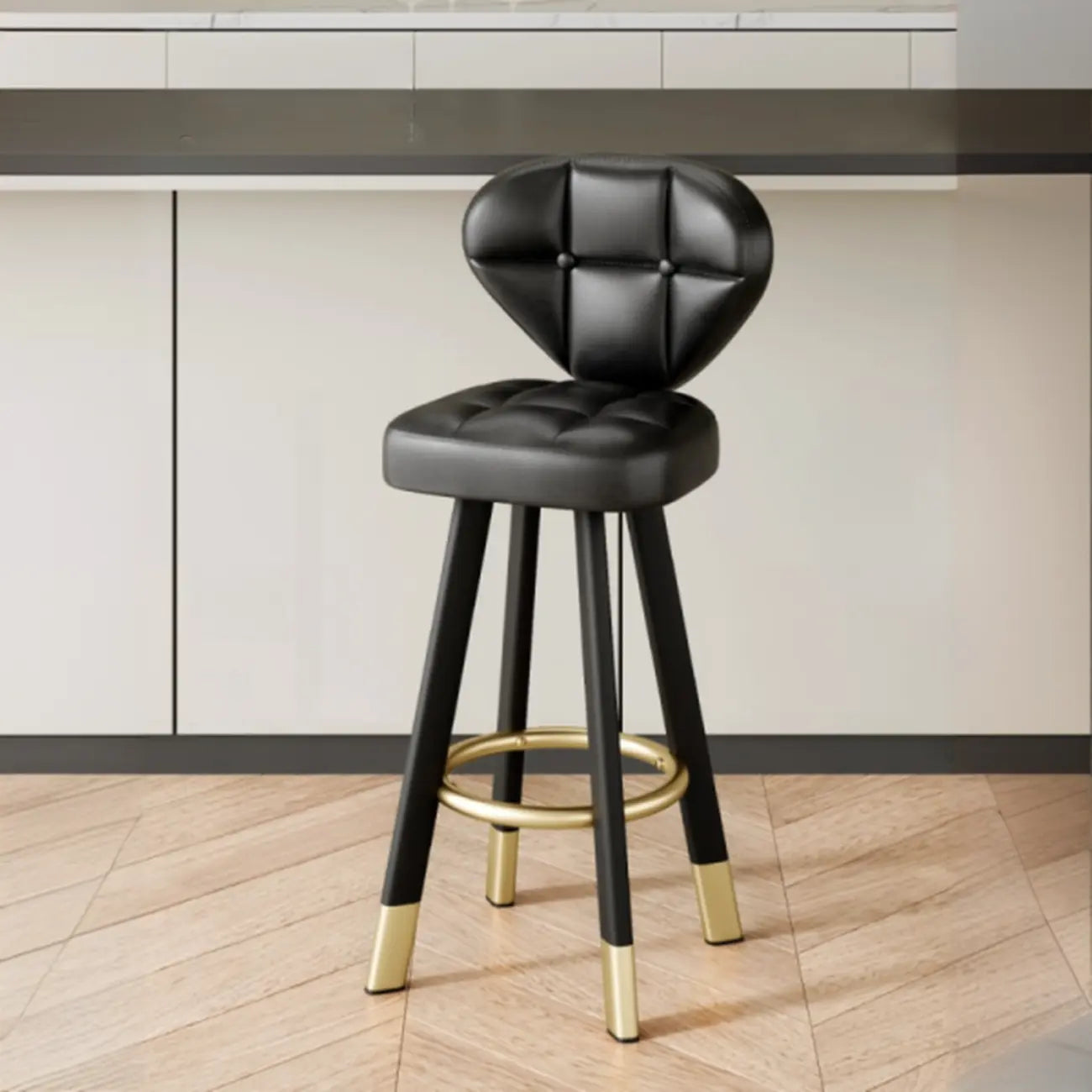 Tabourets de bar modernes capitonnés, hauteur comptoir, avec repose-pieds en métal