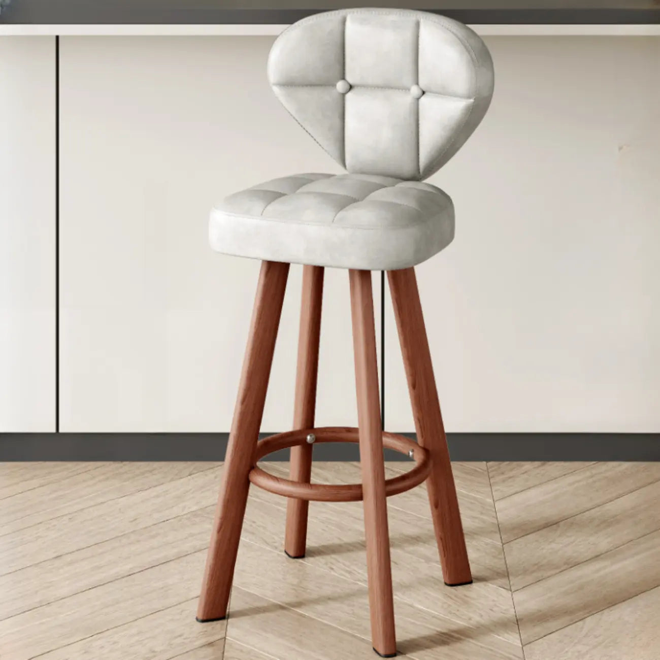 Tabourets de bar modernes capitonnés, hauteur comptoir, avec repose-pieds en métal
