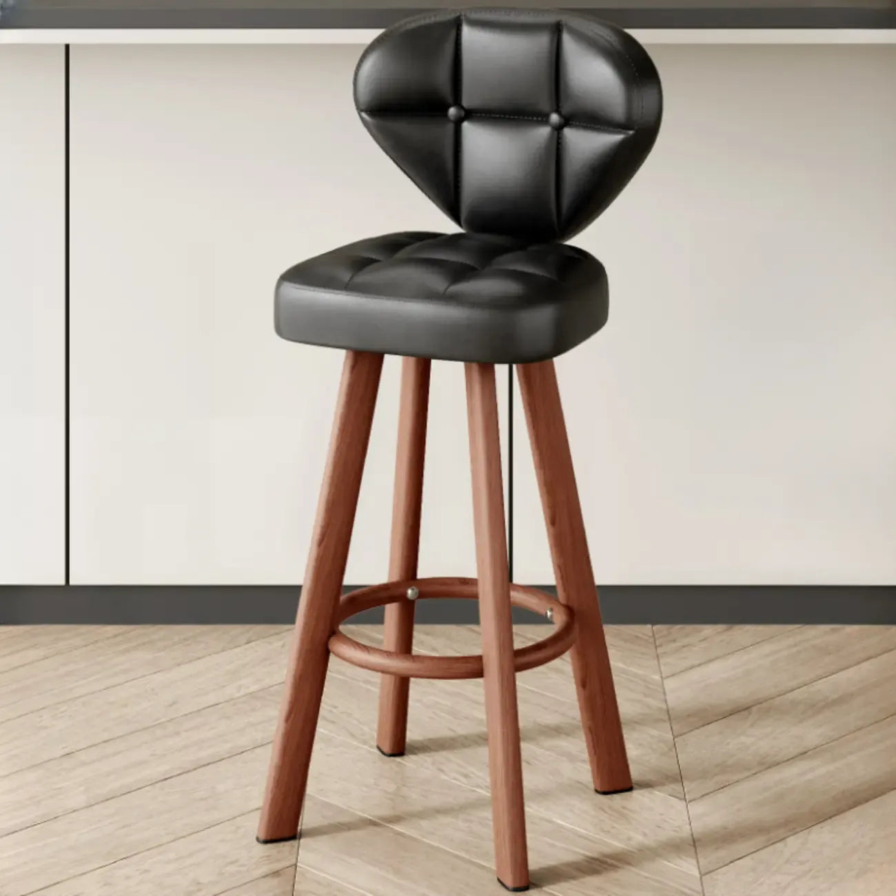 Tabourets de bar modernes capitonnés, hauteur comptoir, avec repose-pieds en métal
