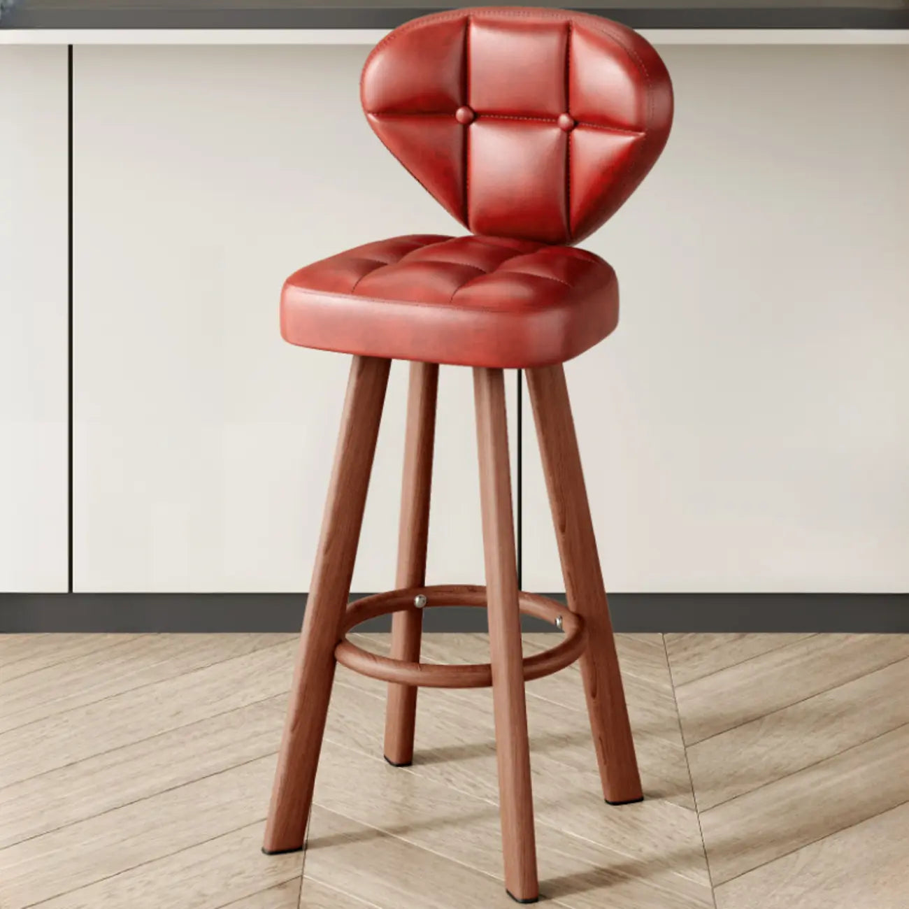 Tabourets de bar modernes capitonnés, hauteur comptoir, avec repose-pieds en métal