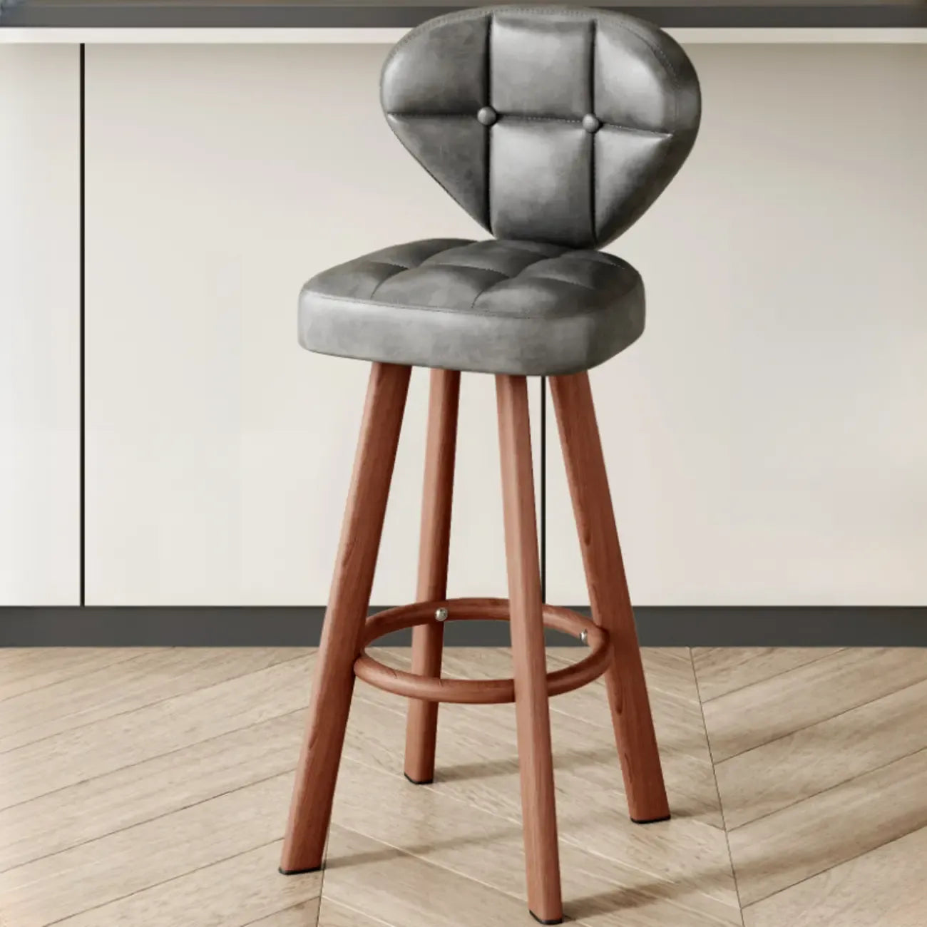 Tabourets de bar modernes capitonnés, hauteur comptoir, avec repose-pieds en métal