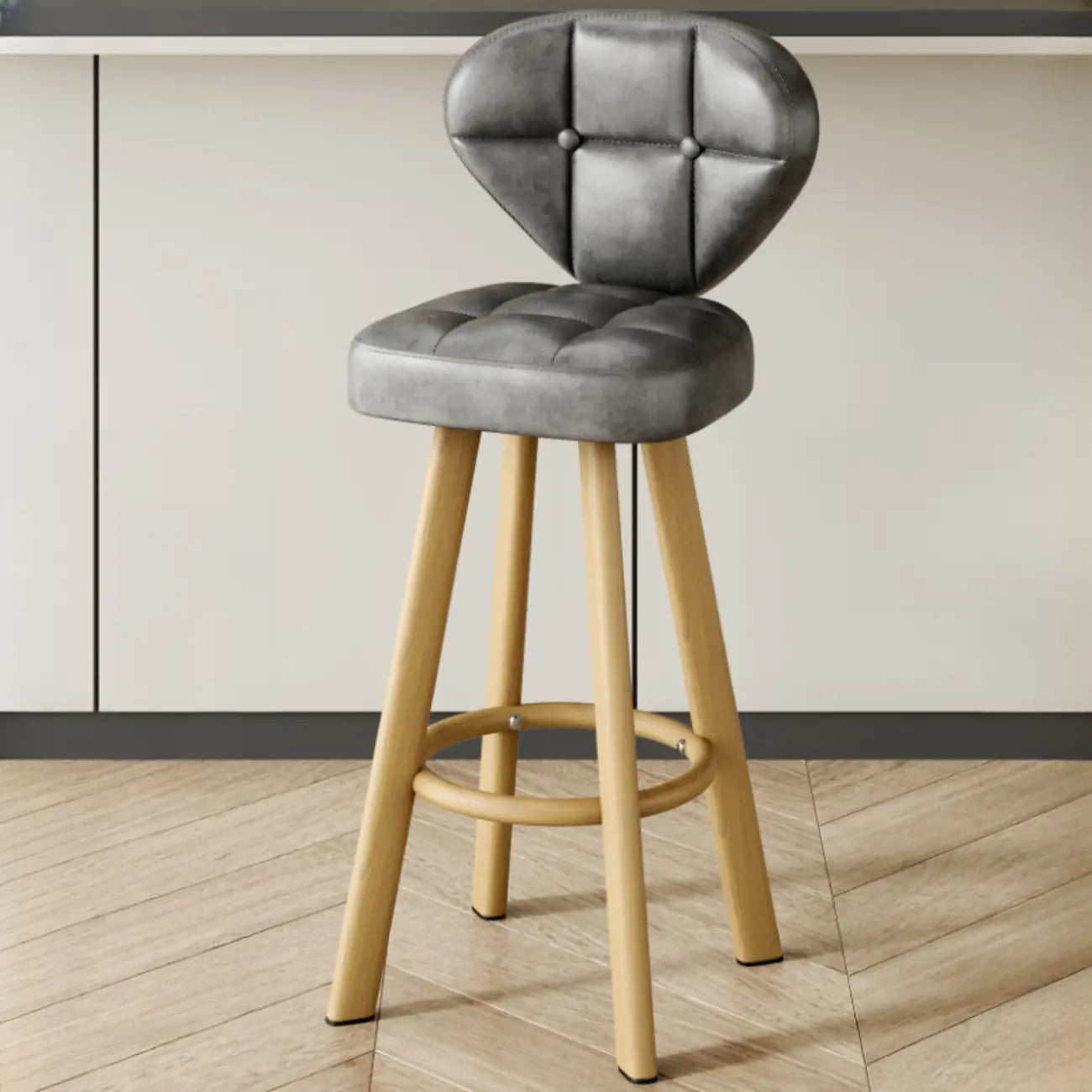 Tabourets de bar modernes capitonnés, hauteur comptoir, avec repose-pieds en métal