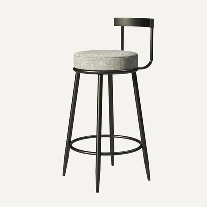 Tabourets de bar glamour en métal rembourré avec dossier bas ouvert pour la cuisine