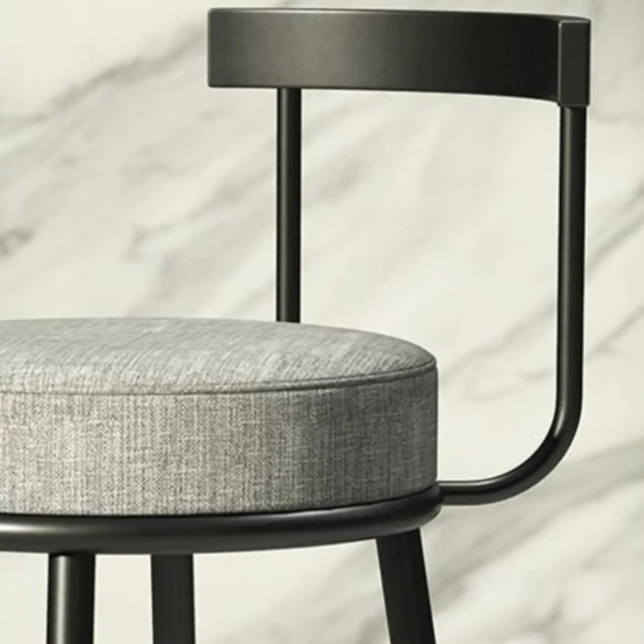 Tabourets de bar glamour en métal rembourré avec dossier bas ouvert pour la cuisine