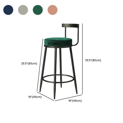 Tabourets de bar glamour en métal rembourré avec dossier bas ouvert pour la cuisine