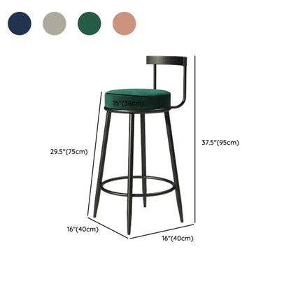 Tabourets de bar glamour en métal rembourré avec dossier bas ouvert pour la cuisine