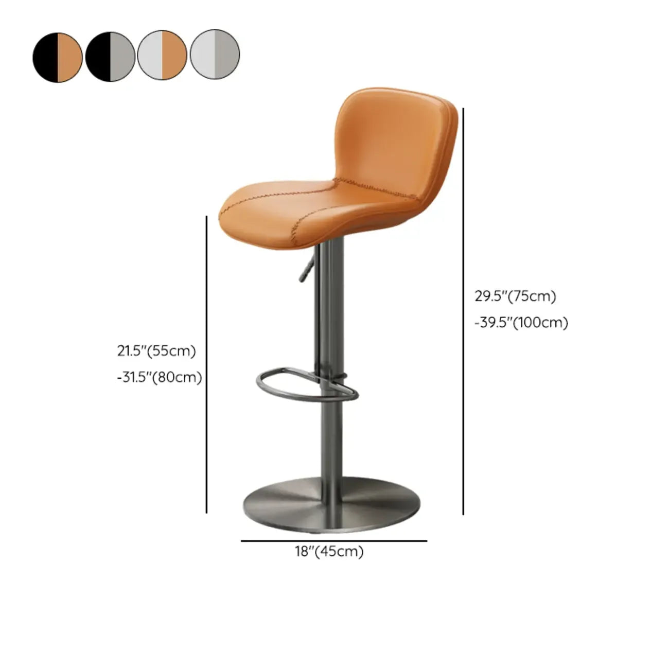 Tabourets de bar modernes en cuir réglables avec repose-pieds pour cuisine
