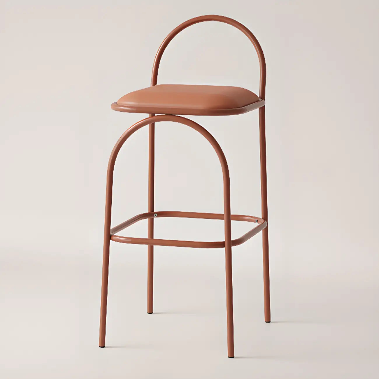 Tabourets de bar minimalistes en cuir avec structure en métal et dossier ajouré