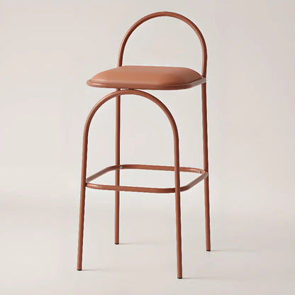 Tabourets de bar minimalistes en cuir avec structure en métal et dossier ajouré
