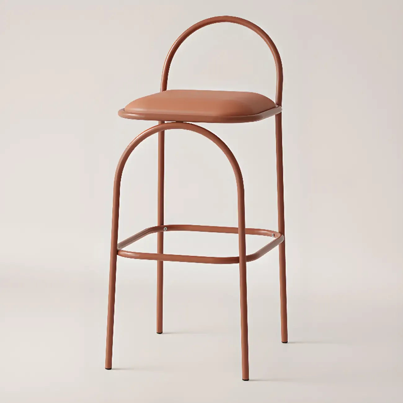 Tabourets de bar minimalistes en cuir avec structure en métal et dossier ajouré