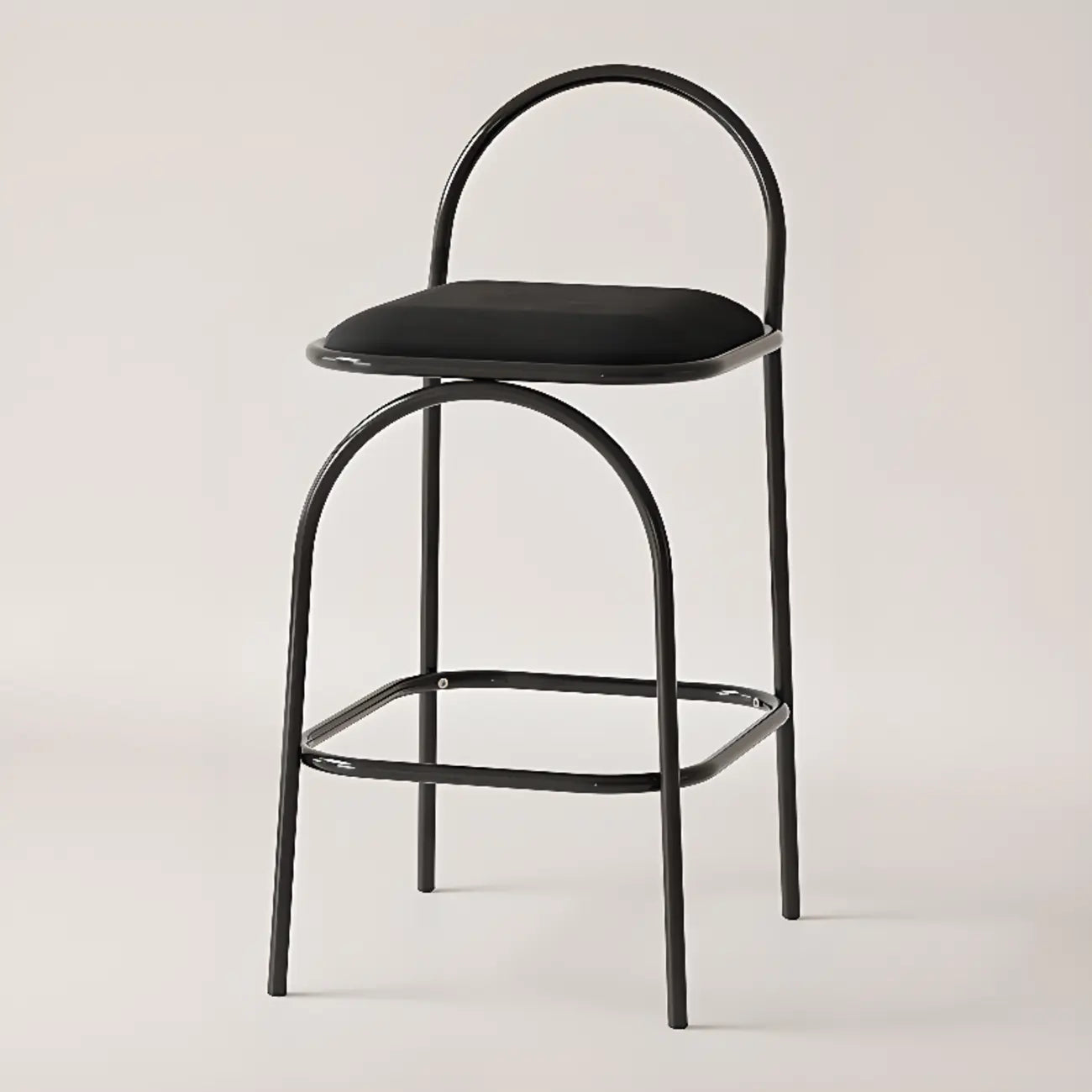Tabourets de bar minimalistes en cuir avec structure en métal et dossier ajouré