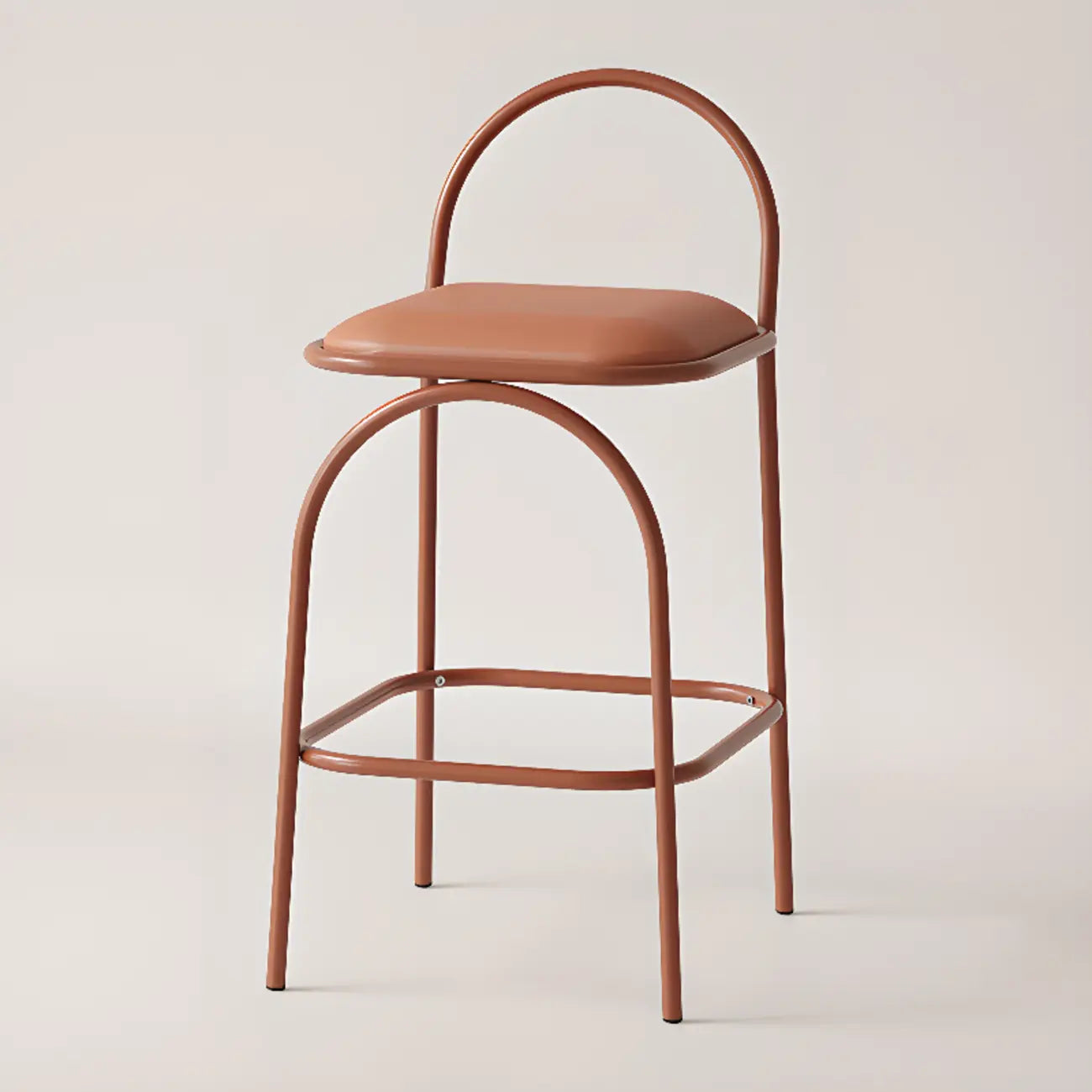 Tabourets de bar minimalistes en cuir avec structure en métal et dossier ajouré