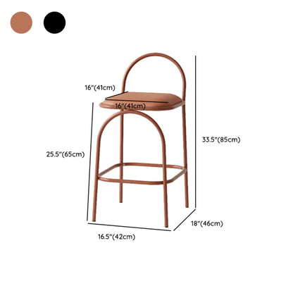 Tabourets de bar minimalistes en cuir avec structure en métal et dossier ajouré