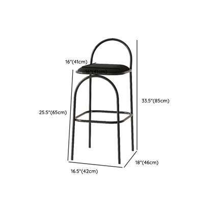 Tabourets de bar minimalistes en cuir avec structure en métal et dossier ajouré