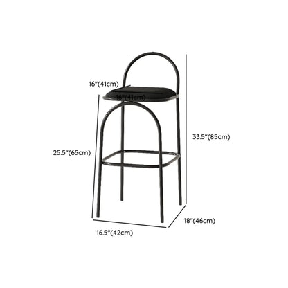 Tabourets de bar minimalistes en cuir avec structure en métal et dossier ajouré