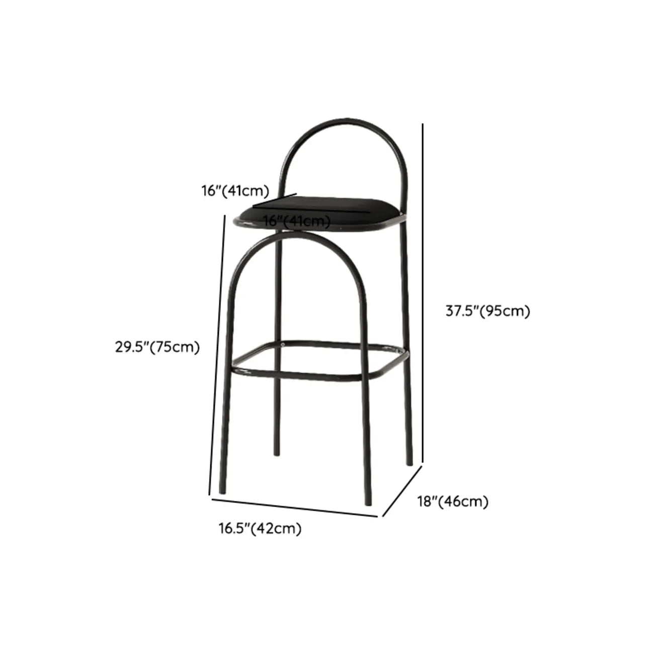 Tabourets de bar minimalistes en cuir avec structure en métal et dossier ajouré