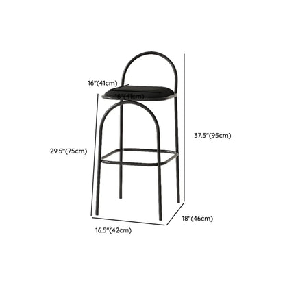 Tabourets de bar minimalistes en cuir avec structure en métal et dossier ajouré