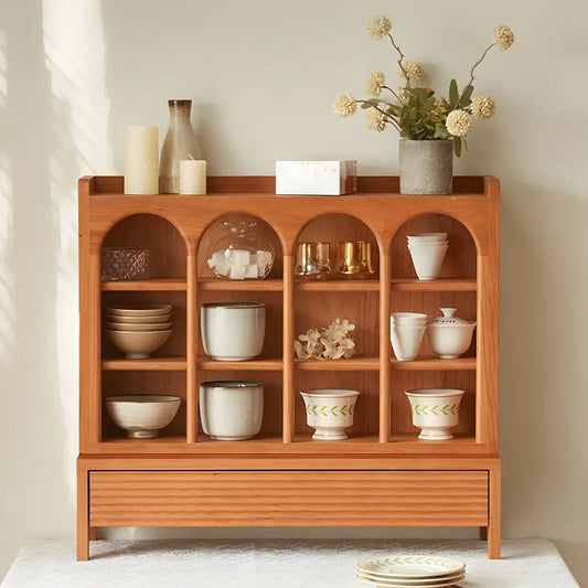 Présentoir de rangement ouvert en bois de cerisier moyen nordique