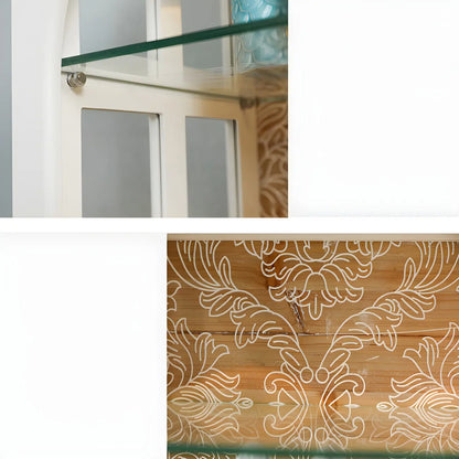 Vitrine rectangulaire en bois blanc avec étagère en verre