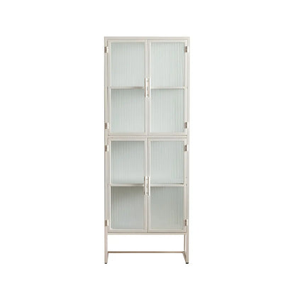 Vitrine moderne en métal blanc avec portes vitrées