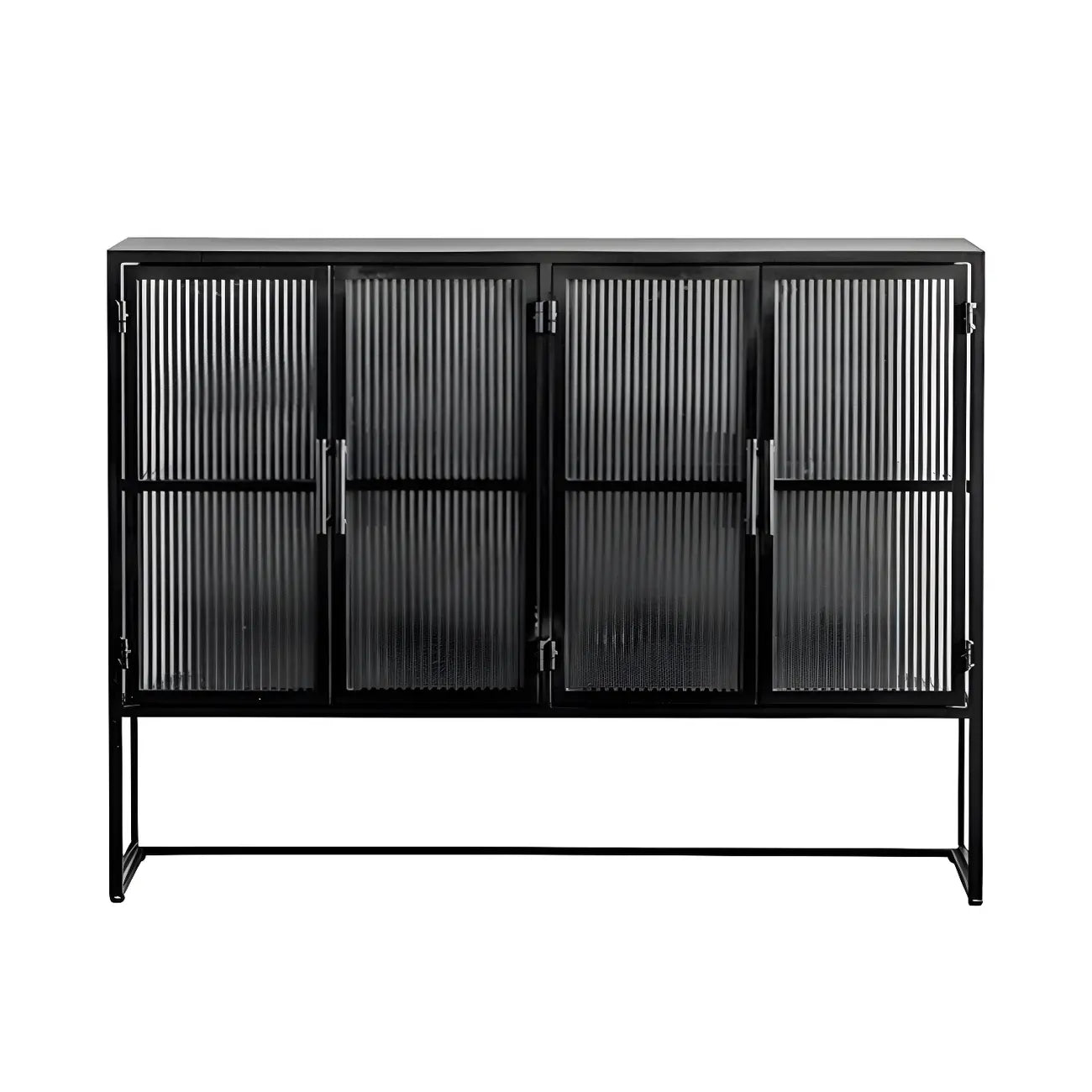 Vitrine moderne en métal blanc avec portes vitrées