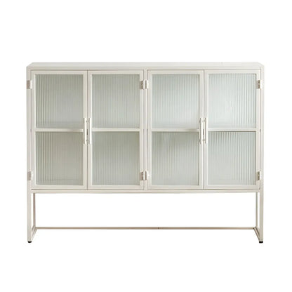 Vitrine moderne en métal blanc avec portes vitrées