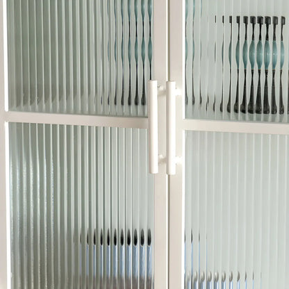 Vitrine moderne en métal blanc avec portes vitrées