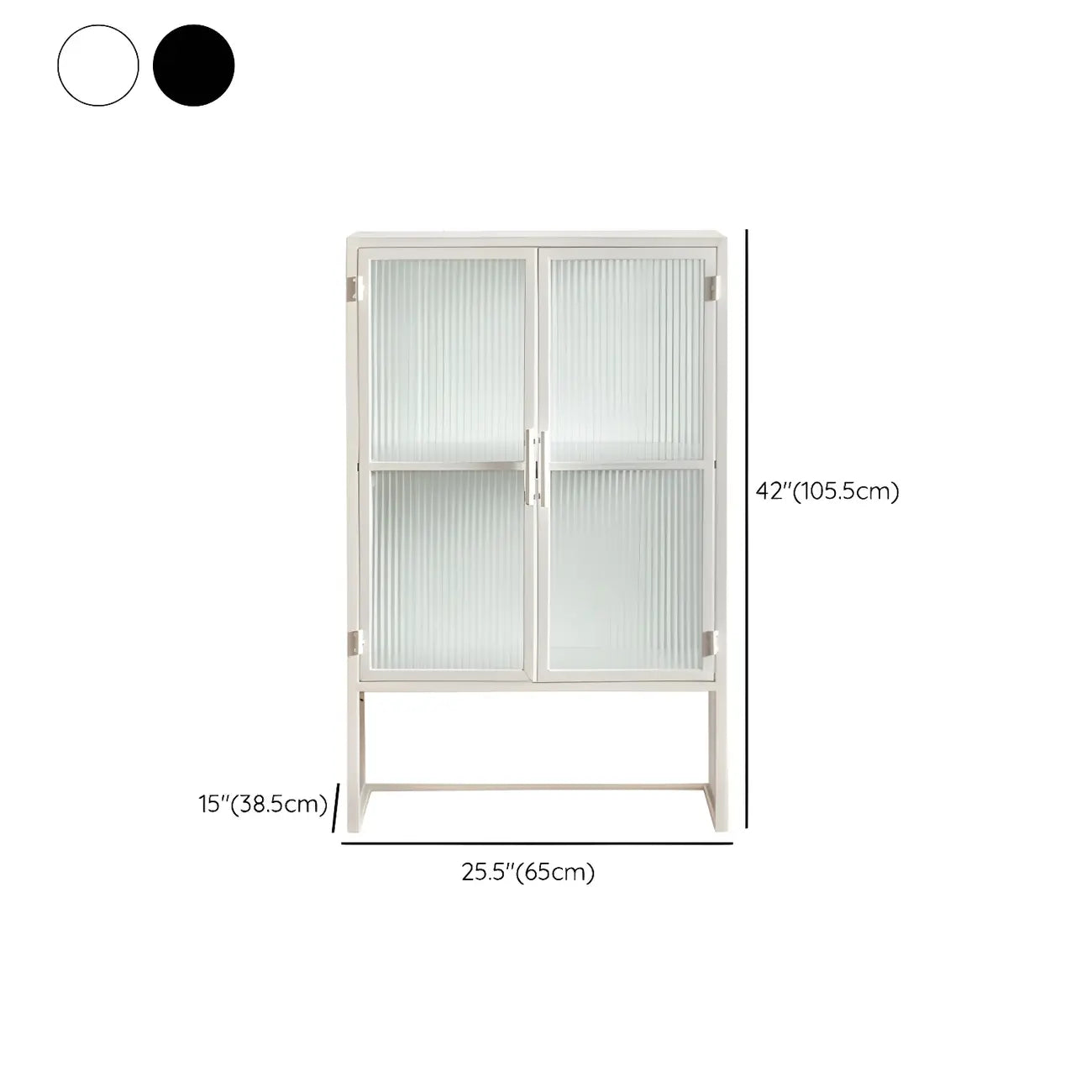 Vitrine moderne en métal blanc avec portes vitrées