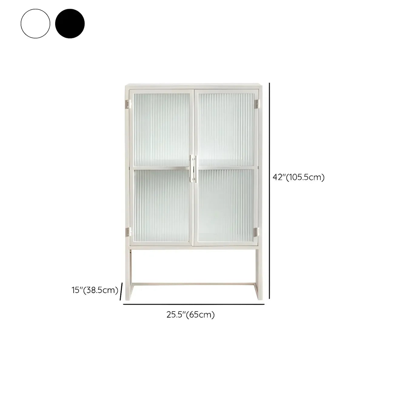 Vitrine moderne en métal blanc avec portes vitrées
