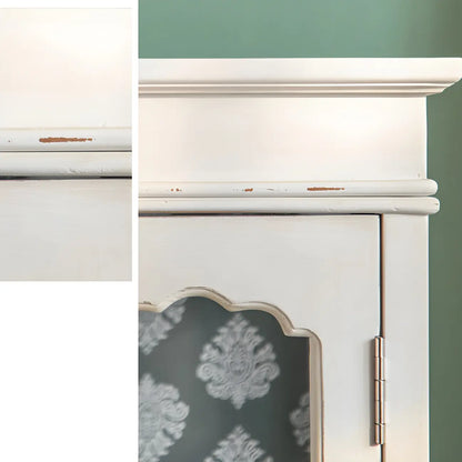 Vitrine vintage en bois blanc avec portes vitrées