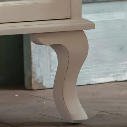 Vitrine vintage en bois blanc avec portes vitrées