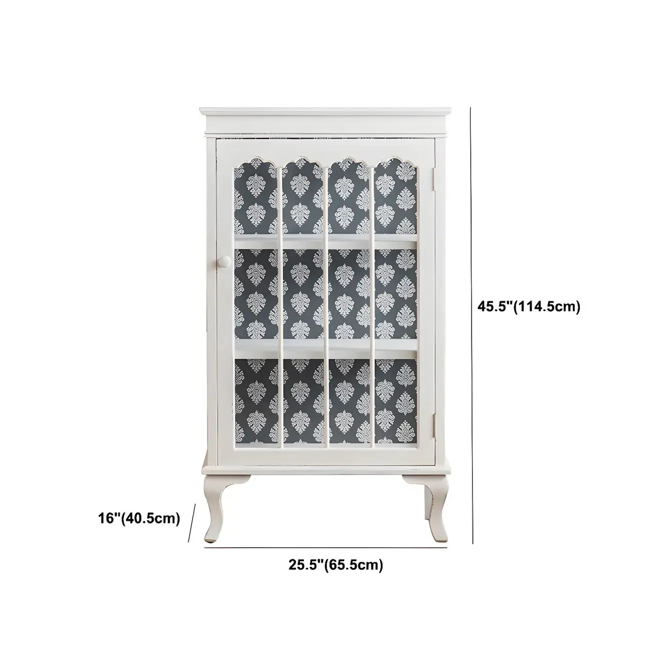Vitrine vintage en bois blanc avec portes vitrées