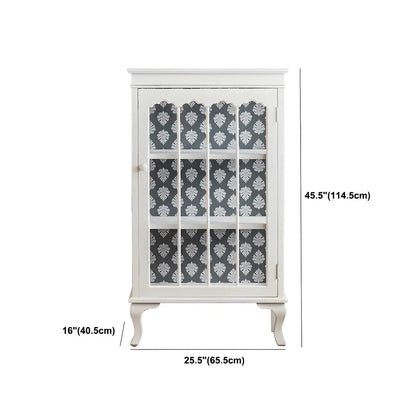 Vitrine vintage en bois blanc avec portes vitrées