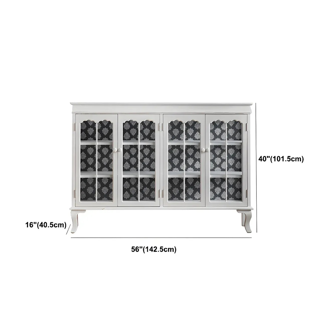 Vitrine vintage en bois blanc avec portes vitrées