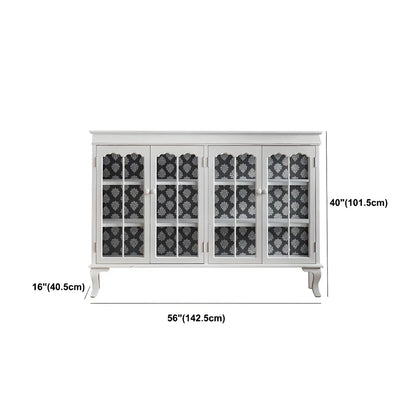 Vitrine vintage en bois blanc avec portes vitrées