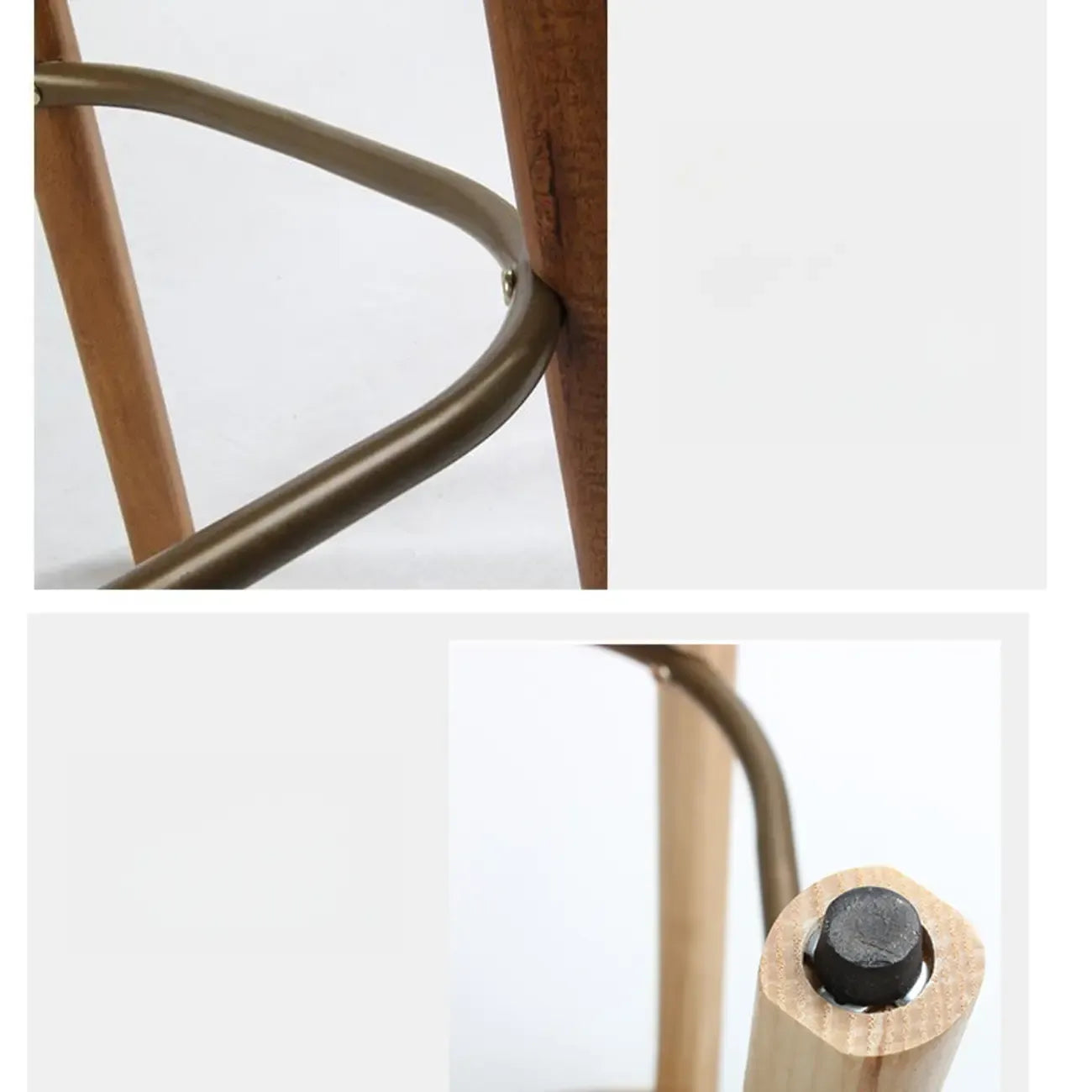 Tabourets de bar scandinaves en bois capitonné et similicuir, sans dossier