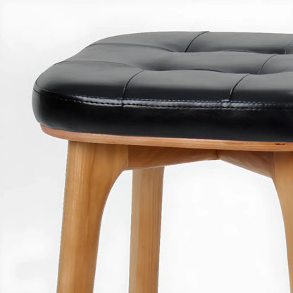 Tabourets de bar scandinaves en bois capitonné et similicuir, sans dossier