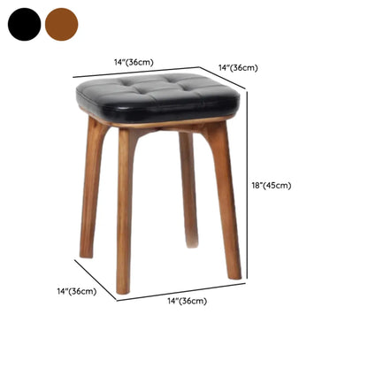 Tabourets de bar scandinaves en bois capitonné et similicuir, sans dossier