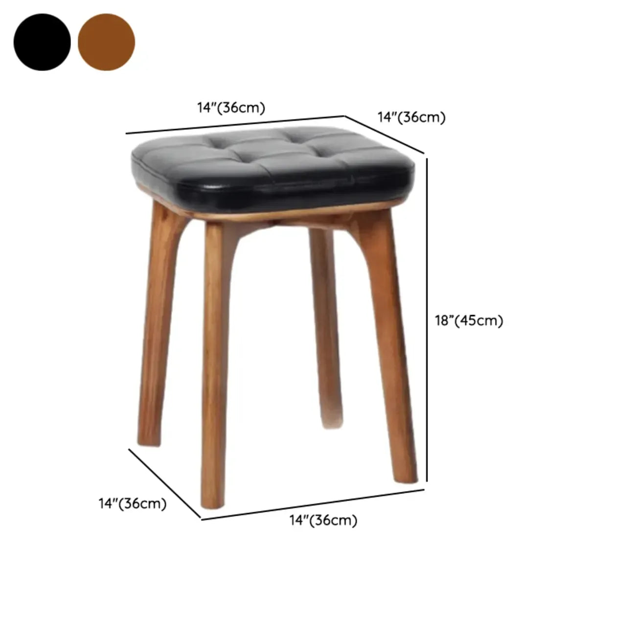 Tabourets de bar scandinaves en bois capitonné et similicuir, sans dossier