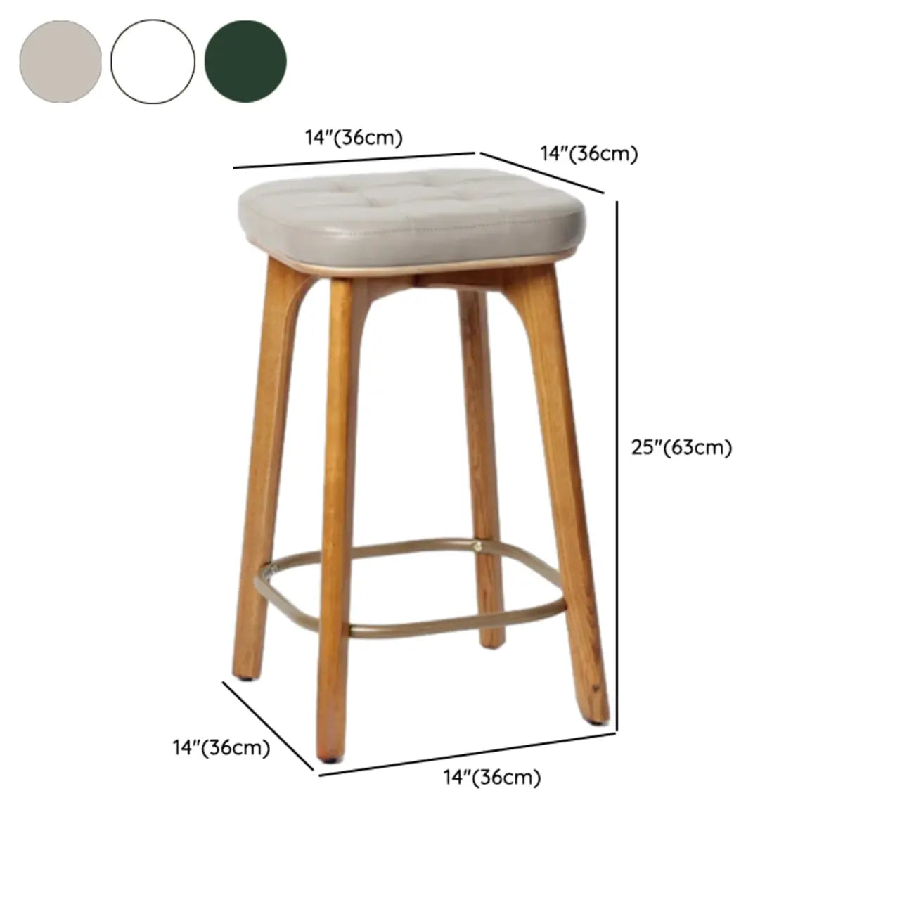 Tabourets de bar scandinaves en bois capitonné et similicuir, sans dossier