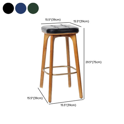 Tabourets de bar scandinaves en bois capitonné et similicuir, sans dossier
