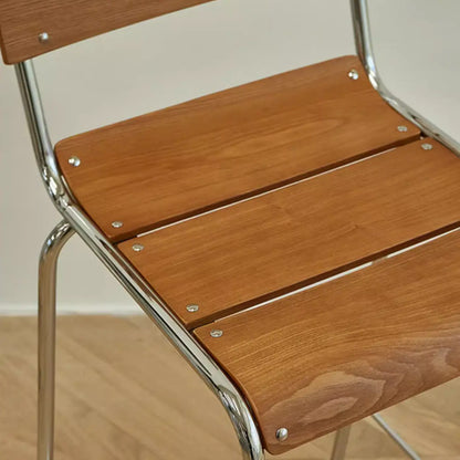 Tabourets de bar industriels en bois avec structure métallique et dossier