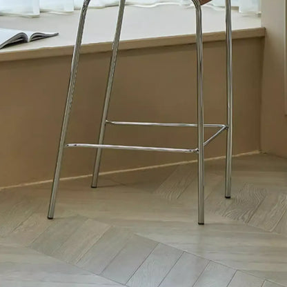 Tabourets de bar industriels en bois avec structure métallique et dossier