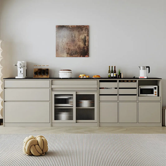 Buffet contemporain avec comptoir en pierre et tiroirs