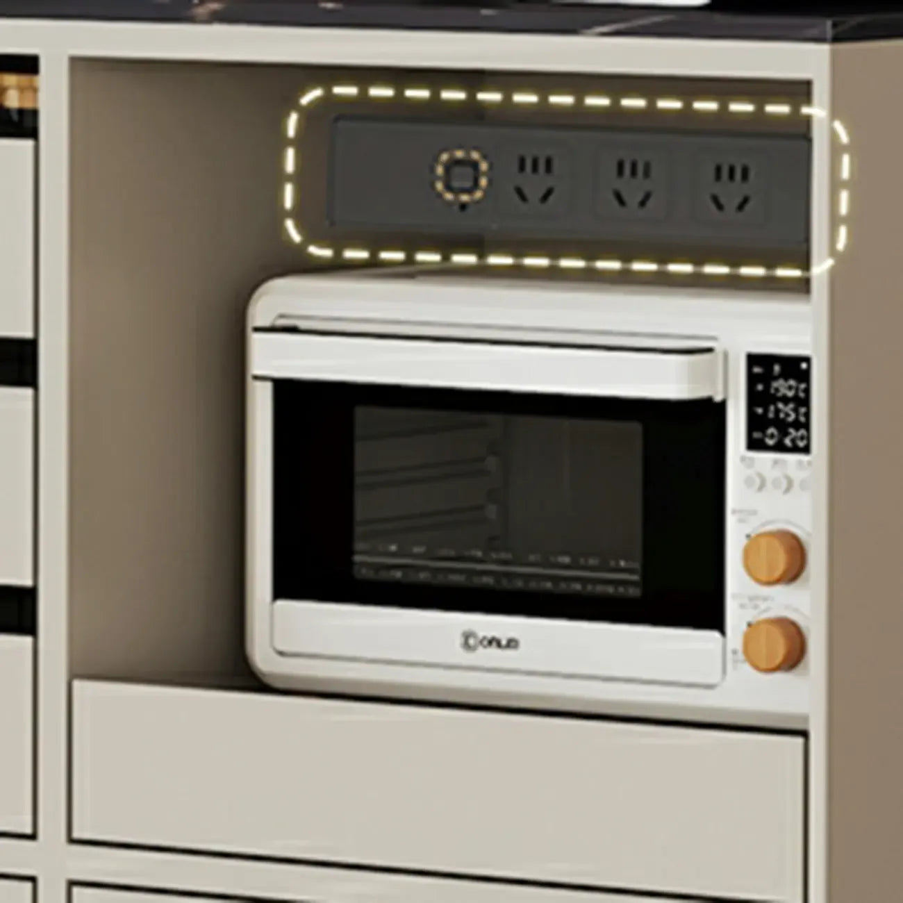 Buffet contemporain avec comptoir en pierre et tiroirs