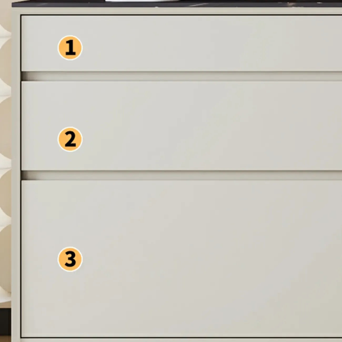 Buffet contemporain avec comptoir en pierre et tiroirs