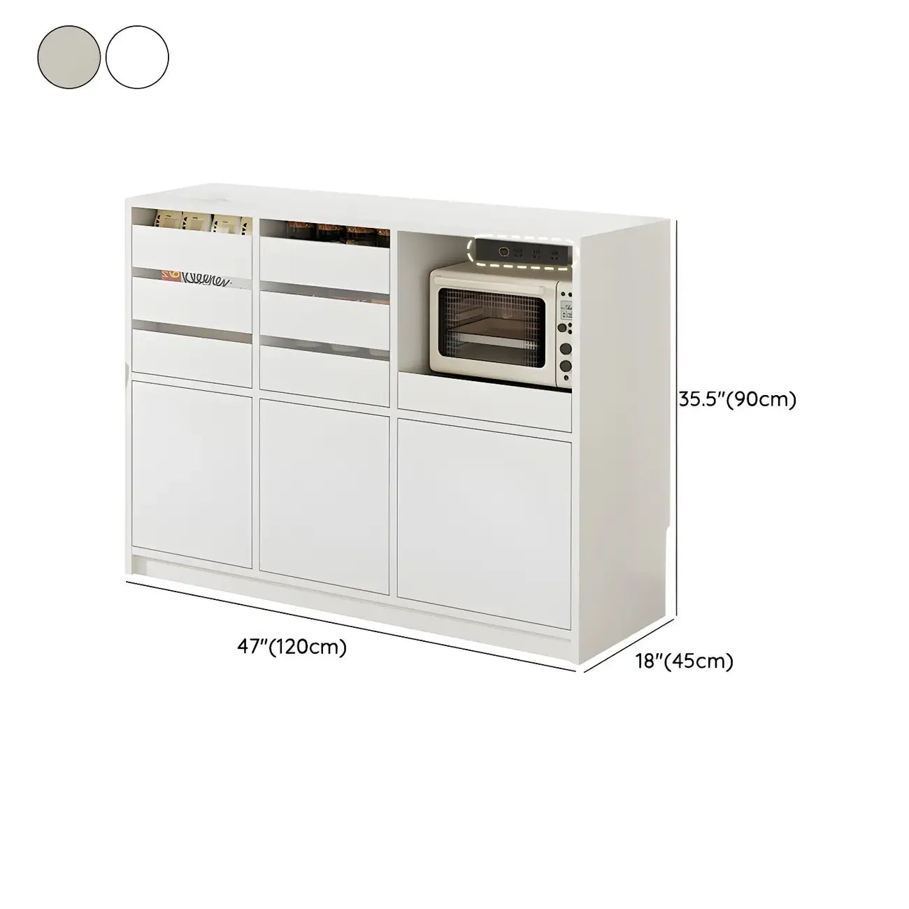 Buffet contemporain avec comptoir en pierre et tiroirs